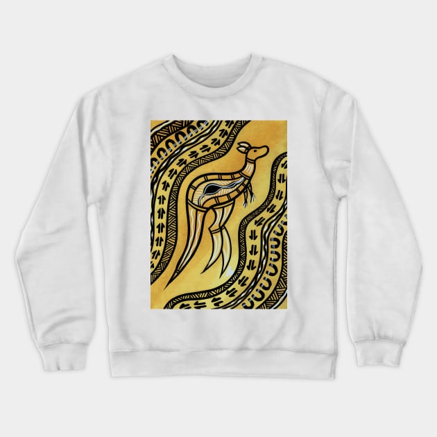 Aboriginal Art - Kangaroo Gold Crewneck Sweatshirt by hogartharts